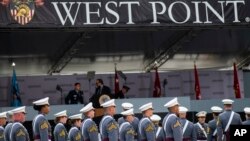FILE PHOTO - United States Military Academy graduating cadets arrive at their graduation ceremony of the U.S. Military Academy class 2021 at Michie Stadium on Saturday, May 22, 2021, in West Point, N.Y. (AP Photo/Eduardo Munoz Alvarez) 