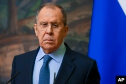 Šef ruske diplomatije Sergej Lavrov na konferenciji za novinare u Moskvi, 26. aprila 2022.