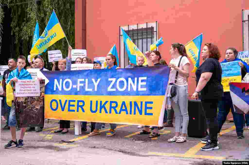 Protest of Ukrainians in Skopje, North Macedonia, against Russian invasion over Ukraine