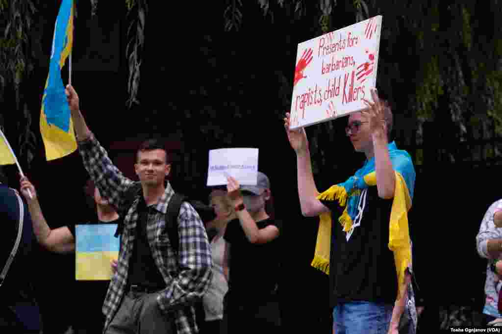 Protest of Ukrainians in Skopje, North Macedonia, against Russian invasion over Ukraine