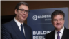 Predsednik Srbije Aleksandar Vučić i izaslanik EU za dijalog Miroslav Lajčak na Globsek forumu u Bratislavi (Instagram)