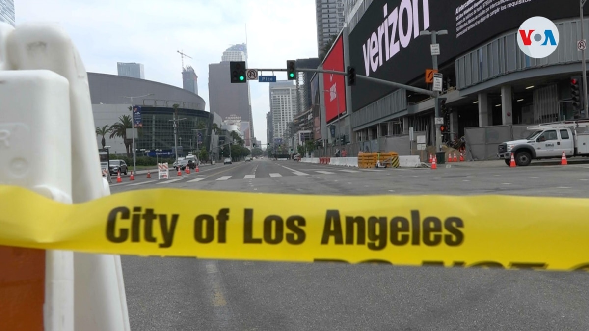 Downtown Los Angeles is shielded for the Summit of the Americas