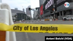 Los principales accesos del centro de la ciudad de Los Ángeles, California, han sido cerrados por las fuertes medidas de seguridad de la IX Cumbre de las Américas. Foto: Antoni Belchi / VOA.