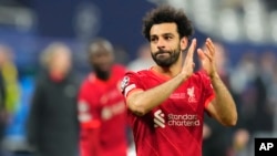 Liverpool's Mohamed Salah is dejected after the Champions League final soccer match between Liverpool and Real Madrid.