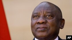 FILE: South Africa President Cyril Ramaphosa lat the Union Building in Pretoria, South Africa. Taken May 24, 2022.
