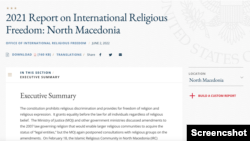 Во годишниот извештај на Стејт департментот за состојбата со почитувањето на верските слободи во светот се посочува дека Уставот на Северна Македонија забранува верска дискриминација и предвидува слобода на религијатa и верска слобода. 