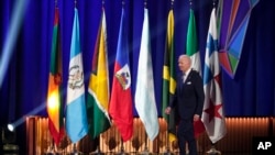 Rais Joe Biden akifungua kongamano la mataifa ya Amerika June 8, 2022 kwenye mji wa Los Angeles. 