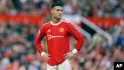 FILE: Cristiano Ronaldo, in Manchester United colors, taken April 16, 2022