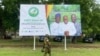 A sign publicizes an annual campaign to plant 20 million trees in Ghana, June 10, 2022. (Kent Mensah/VOA)