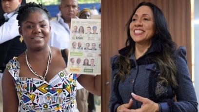 Composición de fotos de las candidatas a la vicepresidencia de Colombia. A la izquierda, la candidata por la coalición Pacto Histórico, Francia Márquez. A la derecha, la candidata por el partido Liga de Gobernantes Anticorrupción, Marelen Castillo. [Fotos: AFP]