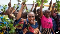 Market women protest outside Palace of Olowo of Owo, following Sunday's church attack at the St. Francis Catholic Church in Owo, Nigeria, June 7, 2022. Before the church attack, Ondo had been considered one of Nigeria's most peaceful states. 