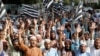 Supporters of the Jamiat Ulema-e-Islam-Fazal (JUI-F) religious and political party chant slogans against members of the Indian Bharatiya Janata Party, after their blasphemous comments on Prophet Mohammed, during a protest in Karachi, Pakistan, June 6, 2022.