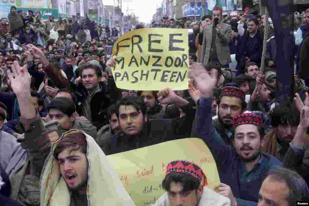 منظور پشتین کی گرفتاری کے خلاف افغانستان میں بھی احتجاج کیا گیا۔ افغانستان کے صوبۂ کنڑ کے صدر مقام اسد آباد میں پی ٹی ایم کے حمایت یافتہ افراد نے احتجاج کیا۔ اسی طرح کابل میں پاکستانی سفارت خانے کے باہر ایک بڑا اجتجاج کیا گیا جس میں منظور پشتین کی فوری رہائی کا مطالبہ کیا گیا۔