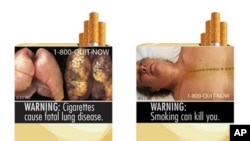 美國香煙包裝盒上貼出的反吸煙標簽