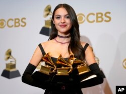 Olivia Rodrigo, dalam Penghargaan Grammy ke-64 di MGM Grand Garden Arena, Las Vegas, 3 April 2022.