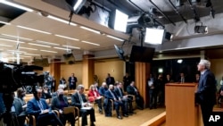 Attorney General Merrick Garland speaks at a news conference at the Justice Department in Washington, Wednesday, April 6, 2022, to discuss new and recent enforcement actions to disrupt and prosecute criminal Russian activity.