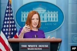 A secretária de imprensa da Casa Branca, Jen Psaki, realiza um briefing regular.  (imagem de dados)