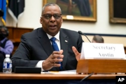 Secretary of Defense Lloyd Austin speaks during a House Armed Services Committee hearing on the fiscal year 2023 defense budget, in Washington, April 5, 2022.