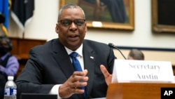 Secretary of Defense Lloyd Austin speaks during a House Armed Services Committee hearing on the fiscal year 2023 defense budget, in Washington, April 5, 2022.