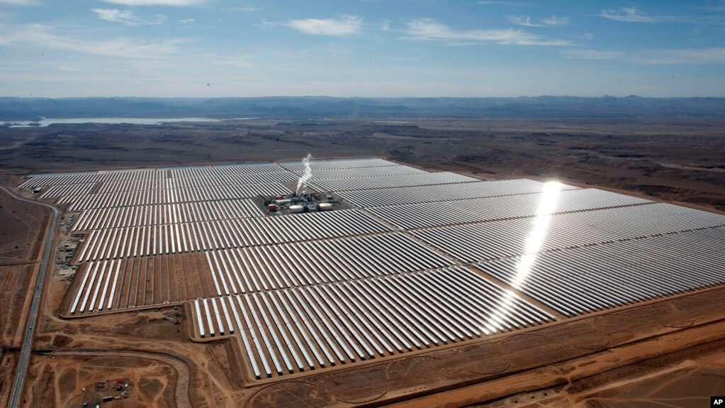 A view of a solar power plant in Ouarzazate, central Morocco on Feb.4, 2016. Renewable energy's potential across the Africa remains largely untapped, says a new report in April 2022 by the United Nation's Intergovernmental Panel on Climate Change. (AP Photo/Abdeljalil Bounhar)