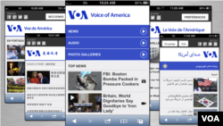 Mobile sites are offered for most of VOA's 45 broadcast languages, including Spanish, Mandarin, English, French and Farsi.