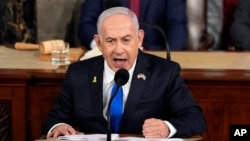 ARCHIVO - El primer ministro israelí, Benjamin Netanyahu, habla en una reunión conjunta del Congreso en el Capitolio en Washington, el 24 de julio de 2024.