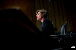 FILE - Then deputy attorney general Sally Yates testifies on Capitol Hill in Washington, March 24, 2015. Yates is among former U.S. officials to testify Monday.