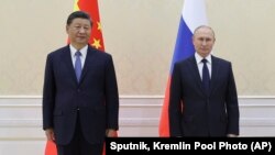 中國領導人習近平與俄羅斯總統普京在烏茲別克斯坦撒馬爾罕參加上海合作組織峰會期間舉行會晤。（2022年9月15日）