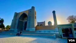 Sunset in Samarkand, Uzbekistan, September 8, 2021 (VOA)