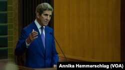 John Kerry speaks at the African Ministerial Conference on the Environment Sept. 15, 2022 in Dakar, Senegal.