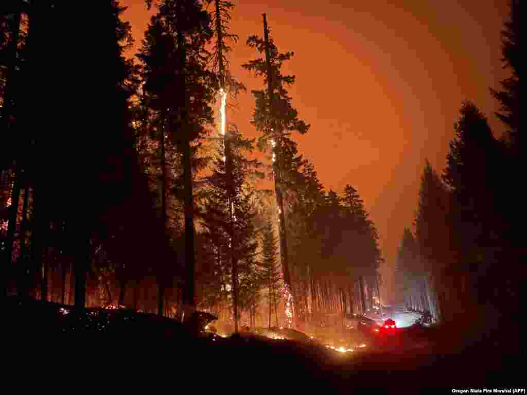 The Cedar Creek wildfire burns out of control in Oregon as locals face evacuation orders and worsening air quality as several fires burn the U.S. West.