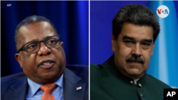 Combinación de imágenes donde aparecen el subsecretario de Estado de la Oficina de Asuntos del Hemisferio Occidental, Brian A. NicholsBrian Nichols y el presidente de Venezuela, Nicolas Maduro.