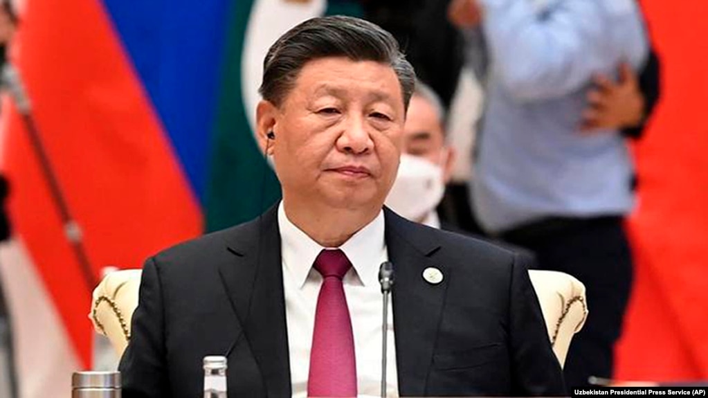 中国领导人习近平在乌兹别克斯坦撒马尔罕出席上海合作组织首脑会议。（2022年9月16日）(photo:VOA)
