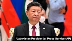 中国领导人习近平在乌兹别克斯坦撒马尔罕出席上海合作组织首脑会议。（2022年9月16日）