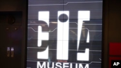 The entrance sign to the Central Intelligence Agency's refurbished museum in the headquarters building in Langley, Va., on Sept. 24, 2022.