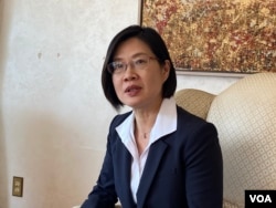 台灣駐美副代表王良玉2022年9月19日在雙橡園舉行華文媒體簡報會。 （美國之音鐘辰芳拍攝）