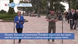 VOA60 World - Ukrainian President Zelenskyy hosts European Commission President von der Leyen in Kyiv