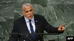 Le Premier ministre israélien Yaïr Lapid à la tribune de l'Assemblée générale des Nations unies le 22 septembre 2022.