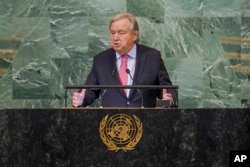 Sekjen PBB Antonio Guterres berpidato di Sidang Umum PBB ke-77 hari Selasa (20/9).