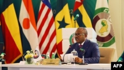 FILE: Guinea-Bissau's President Umaro Sissoco Embalo speaks after being elected as ECOWAS Chairperson during the Economic Community of West African States (ECOWAS) 61st Ordinary Session in Accra, Ghana, on July 3, 2022