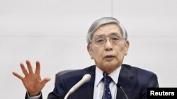 Gubernur Bank of Japan Haruhiko Kuroda dalam konferensi pers setelah Pertemuan Kebijakan Moneter di Tokyo, Jepang, 22 September 2022. (Kyodo/via REUTERS)