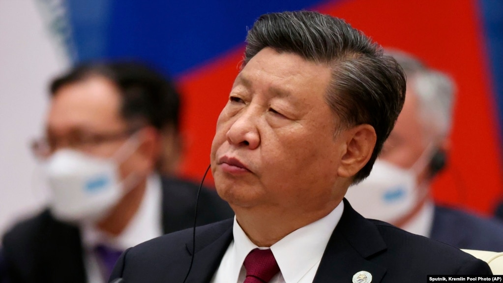 中国领导人习近平在乌兹别克斯坦撒马尔罕出席上海合作组织首脑会议 (2022年9月16日)(photo:VOA)