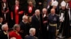 U.S. President Joe Biden and first lady Jill Biden arrive at the Westminster Abbey on the day of Queen Elizabeth II funeral, in London, Sept. 19, 2022. 