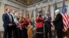 Secretary of the Treasury Janet Yellen swears-in Lynn Malerba, as the Treasurer of the United States at the Treasury Department, Monday, Sept. 12, 2022 in Washington, as her family stands by.