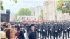 Las Fuerzas Armadas Británicas formadas a las afueras de la abadía de Westmister para el cierre de los funerales de Estado de la reina Isabel II.&nbsp;