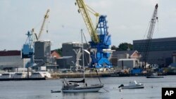 FILE - The Portsmouth Naval Shipyard is seen on Sept. 8, 2021, in Kittery, Maine. 