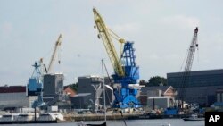 The Portsmouth Naval Shipyard is seen on Sept. 8, 2021, in Kittery, Maine. 