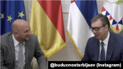 Nemački izaslanik za Zapadni Balkan Manuel Sarazin i predsednik Srbije Aleksandar Vučić (Instagram)