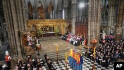 Upacara pemakaman Ratu Elizabeth II di Westminster Abbey di pusat kota London, 19 September 2022.