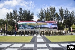 TNI AD dan Angkatan Darat AS di markas Mulawarman di Balikpapan, Kalimantan Timur, untuk memulai pelatihan bersama terbesar yang pernah ada. (Foto: Reuters)